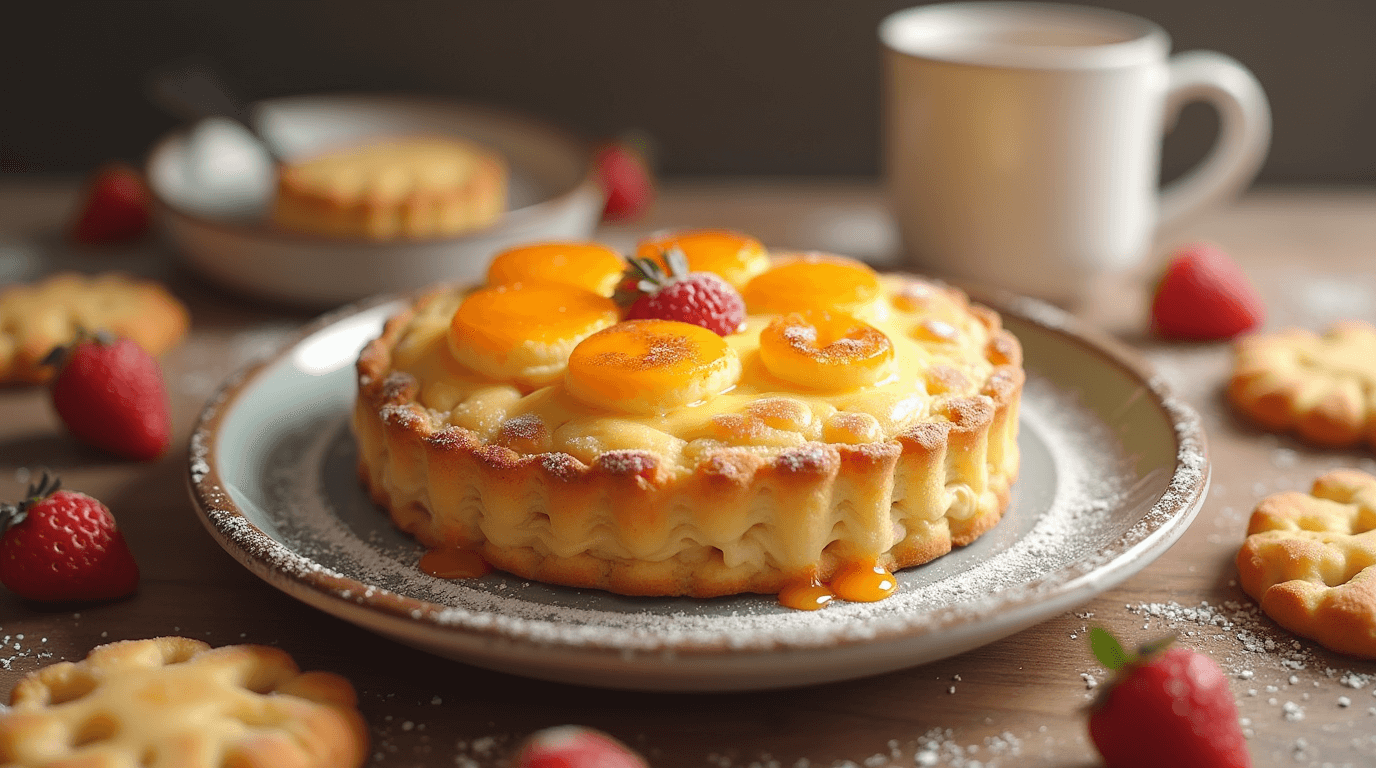 Delicious breakfast bake with biscuits, eggs, cheese, and sausage served in a casserole dish.