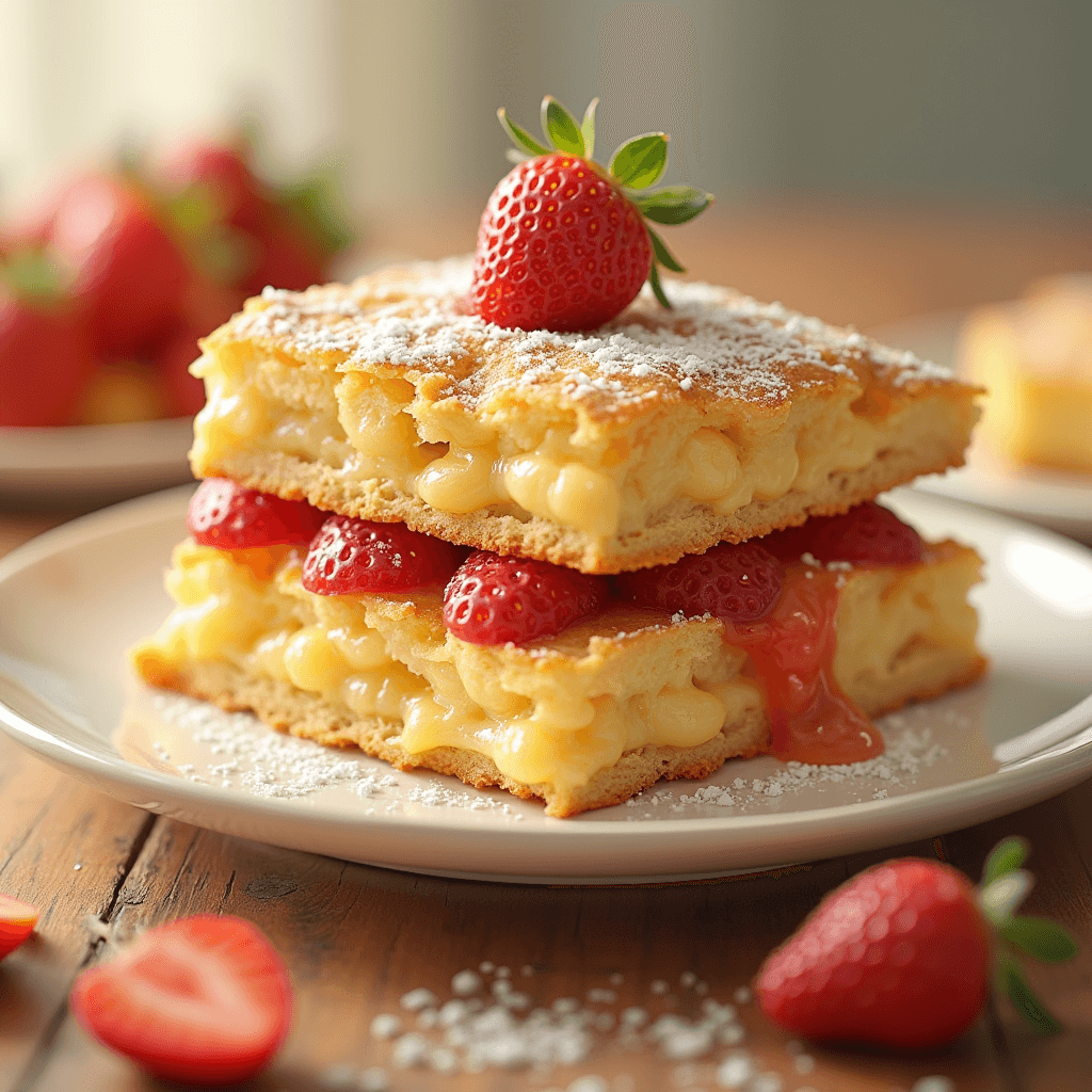 Delicious breakfast bake with biscuits, eggs, cheese, and sausage served in a casserole dish.